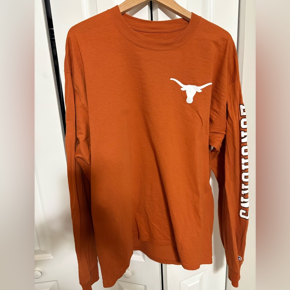 Men’s Champion Texas Long Horns Long Sleeve Shirt Size XL Burnt Orange